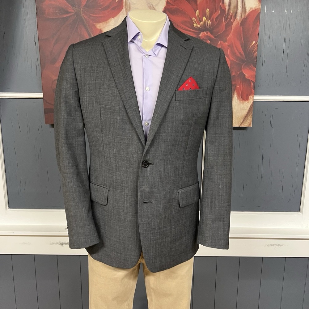 Lauren Ralph Lauren Blazer Jacket Sport Coat Men 40R Wool Blend Stretch Charcoal - Picture 2 of 11